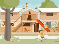 Dierenbos Luxe Boomtent met glijbaan