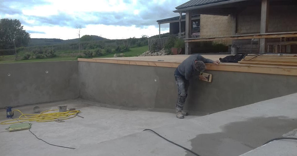 Zwembad in aanbouw op Le Petit Mont Perroux