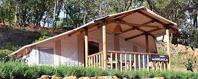 Een tent for rent of huurtent op luxe (glamping) campings in Frankrijk