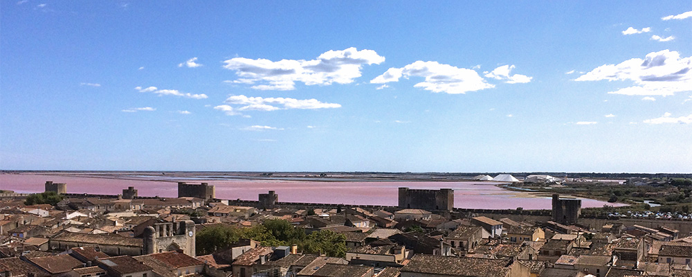 Zoutpannen vanaf de muren bij Aigues Mortes