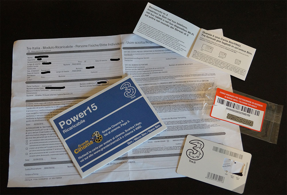 Italiaanse documenten voor prepaid SIM