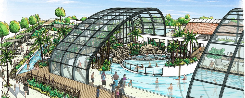 Impressie van het nieuwe zwembad bij Le Jard