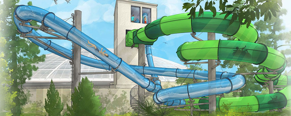Nieuwe glijbanen de Aqua Racer en Aqua Loop op de Kempervennen
