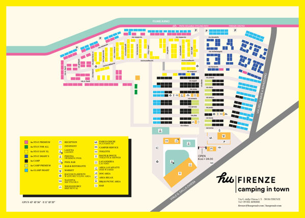 Plattegrond van hu Firenze camping in town