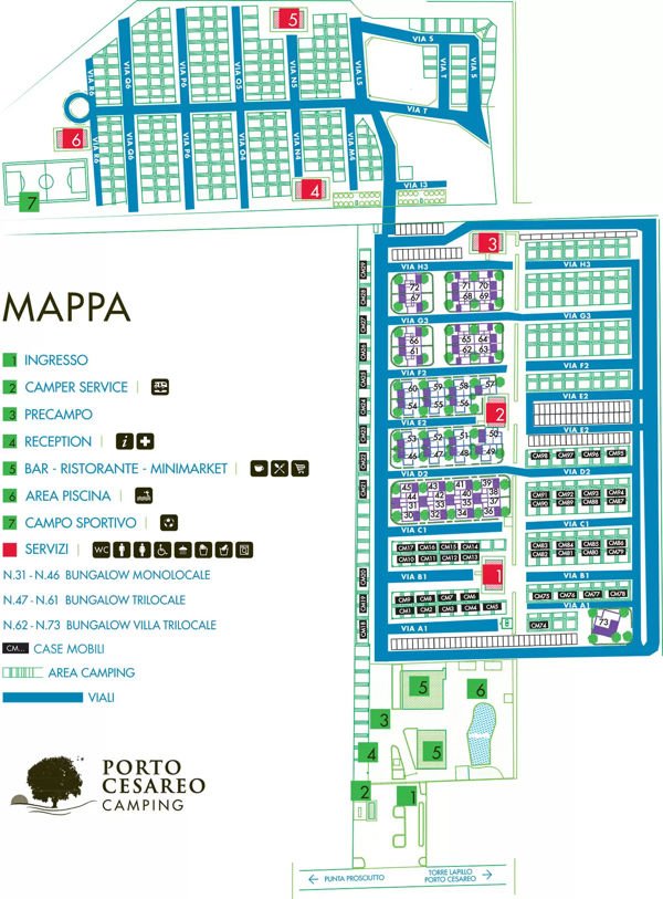 Plattegrond van Porto Cesareo