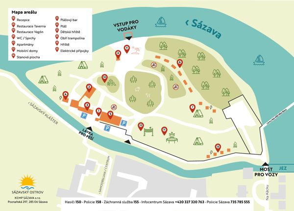 Plattegrond van Sázavský Ostrov