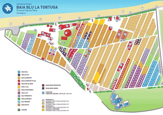 Plattegrond camping Baia Blu la Tortuga - geplaatst door Huurtent.be