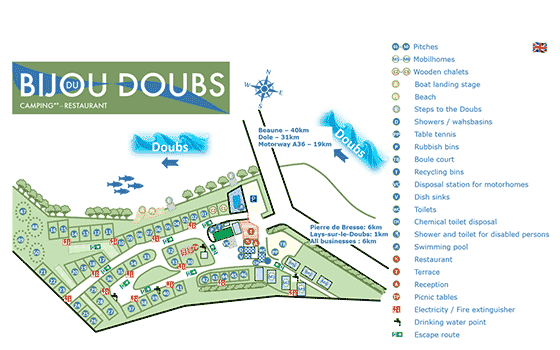 Plattegrond camping Bijou du Doubs - geplaatst door Huurtent.be