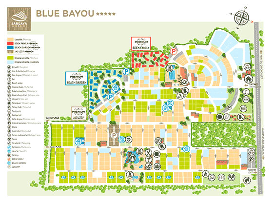 Plattegrond camping Blue Bayou - geplaatst door Huurtent.be