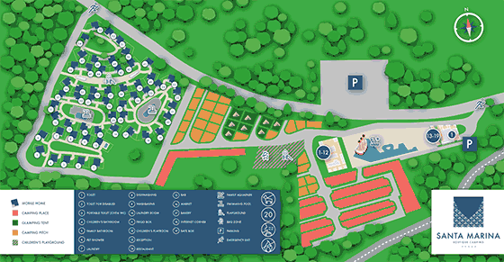 Plattegrond camping Boutique Santa Marina - geplaatst door Huurtent.be