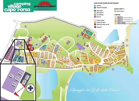Plattegrond camping Capo d'Orso - geplaatst door Huurtent.be