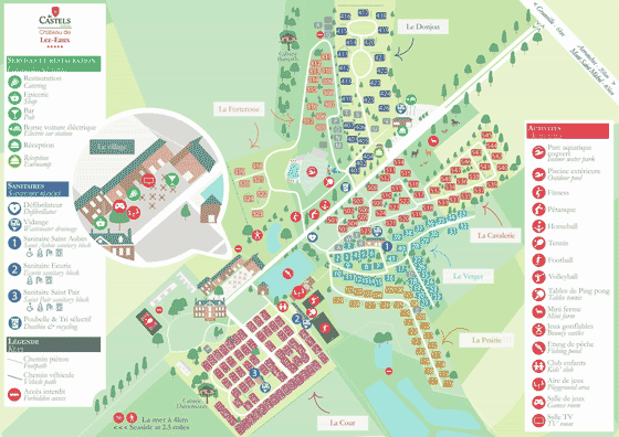 Plattegrond camping Château de lez Eaux - geplaatst door Huurtent.be
