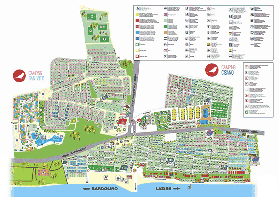Plattegrond camping Cisano/San Vito - geplaatst door Huurtent.be