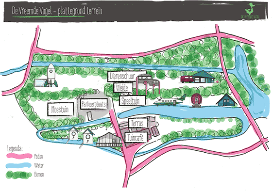 Plattegrond camping De Vreemde Vogel - geplaatst door Huurtent.be Plattegrond camping De Vreemde Vogel - geplaatst door Huurtent.be