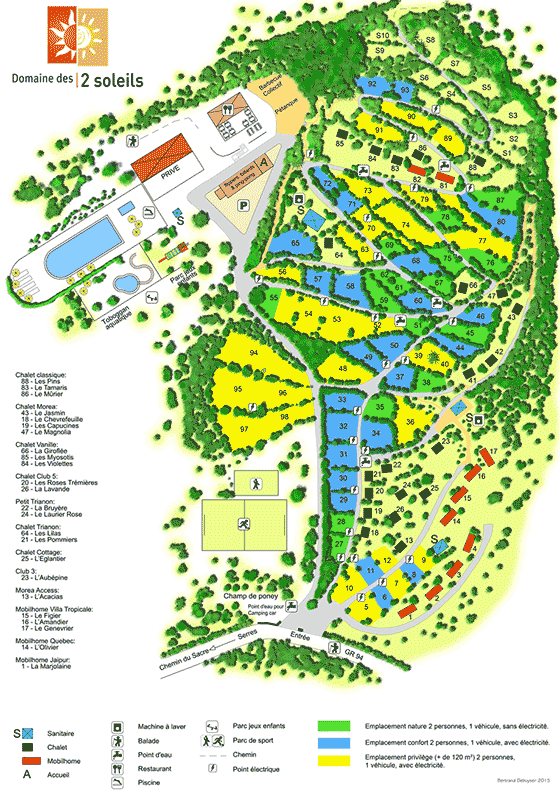 Plattegrond camping Domaine des 2 Soleils - geplaatst door Huurtent.be