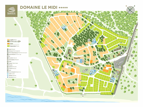 Plattegrond camping Domaine le Midi - geplaatst door Huurtent.be