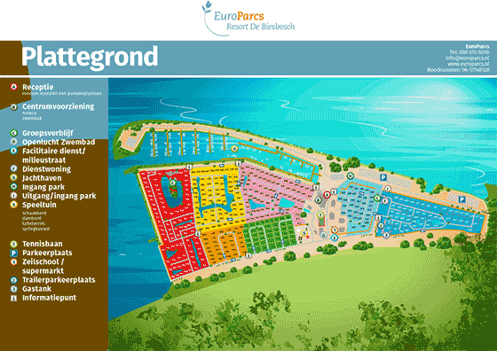 Plattegrond EuroParcs De Biesbosch - geplaatst door Huurtent.be