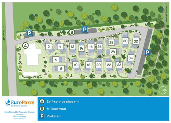 Plattegrond camping EuroParcs de Zeeuwse Duinen - geplaatst door Huurtent.be