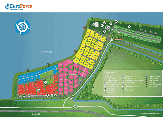 Plattegrond camping EuroParcs Enkhuizer Strand - geplaatst door Huurtent.be