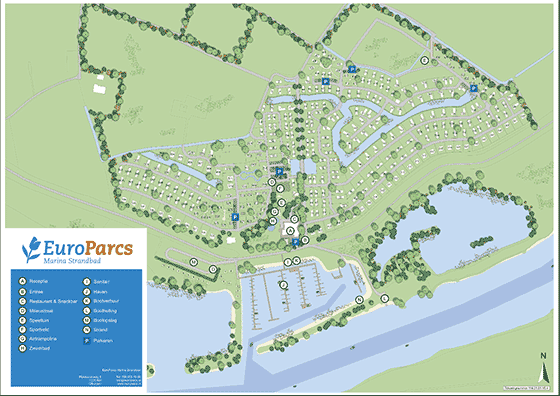Plattegrond EuroParcs Marina Strandbad - geplaatst door Huurtent.be