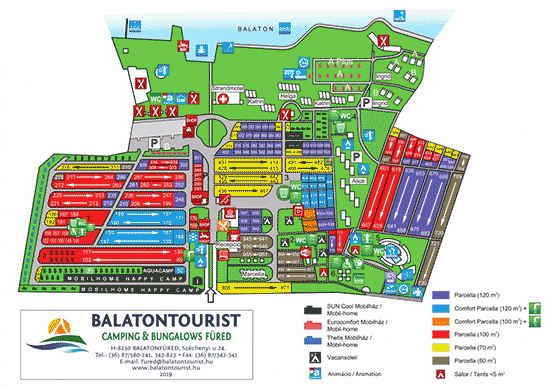 Plattegrond camping Füred Camping - geplaatst door Huurtent.be
