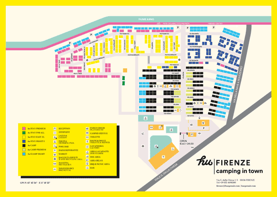 Plattegrond camping hu Firenze camping in town - geplaatst door Huurtent.be