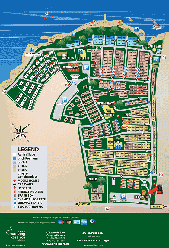 Plattegrond camping Kozarica - geplaatst door Huurtent.be