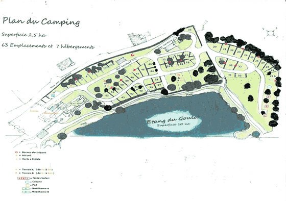 Plattegrond camping l'Etang du Goulot - geplaatst door Huurtent.be