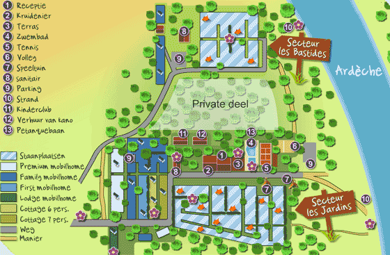 Plattegrond camping La Digue - geplaatst door Huurtent.be