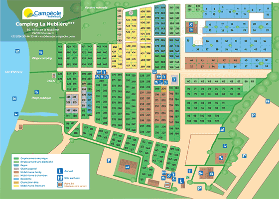 Plattegrond camping La Nublière (Lac d'Annecy) - geplaatst door Huurtent.be