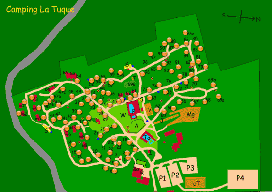 Plattegrond camping La Tuque - geplaatst door Huurtent.be
