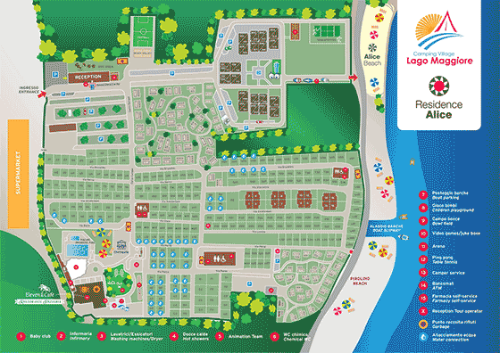 Plattegrond camping Lago Maggiore Village - geplaatst door Huurtent.be