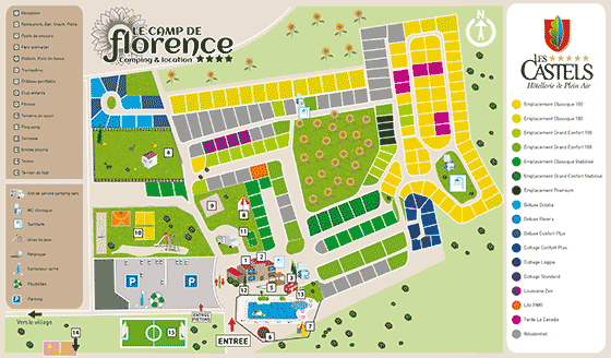 Plattegrond camping Le Camp de Florence - geplaatst door Huurtent.be