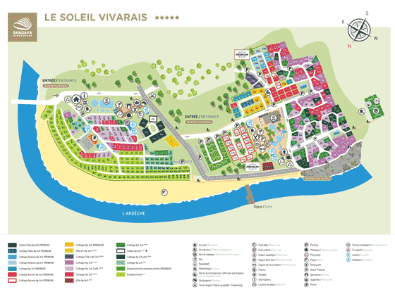 Plattegrond camping Le Soleil Vivarais - geplaatst door Huurtent.be