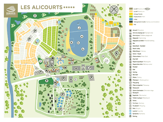 Plattegrond camping Les Alicourts Resort - geplaatst door Huurtent.be