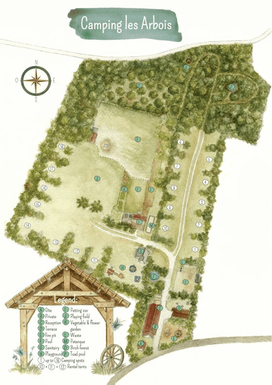 Plattegrond camping Les Arbois - geplaatst door Huurtent.be