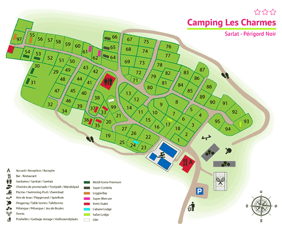 Plattegrond camping Les Charmes - geplaatst door Huurtent.be