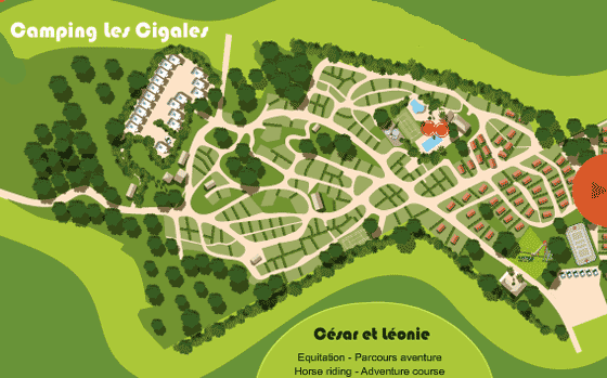 Plattegrond camping Les Cigales (Le Muy) - geplaatst door Huurtent.be
