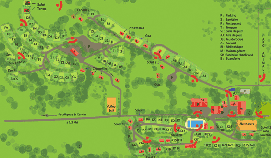 Plattegrond camping Les Terrasses de Dordogne - geplaatst door Huurtent.be