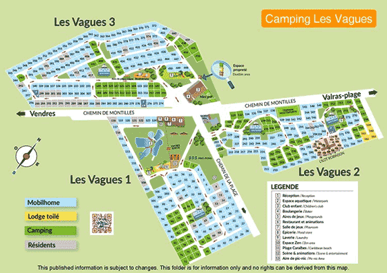 Plattegrond camping Les Vagues - geplaatst door Huurtent.be
