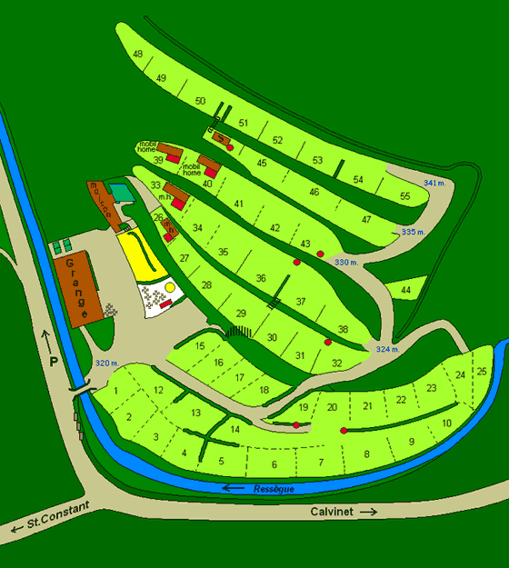 Plattegrond camping Moulin de Chaules - geplaatst door Huurtent.be