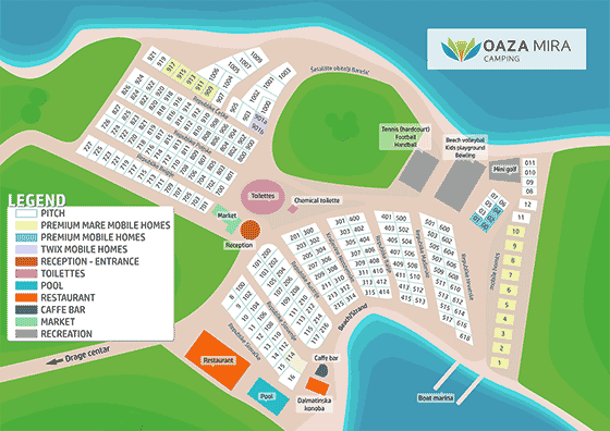 Plattegrond camping Oaza Mira - geplaatst door Huurtent.be