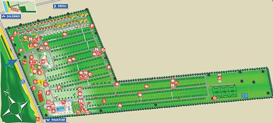 Plattegrond camping Paestum - geplaatst door Huurtent.be