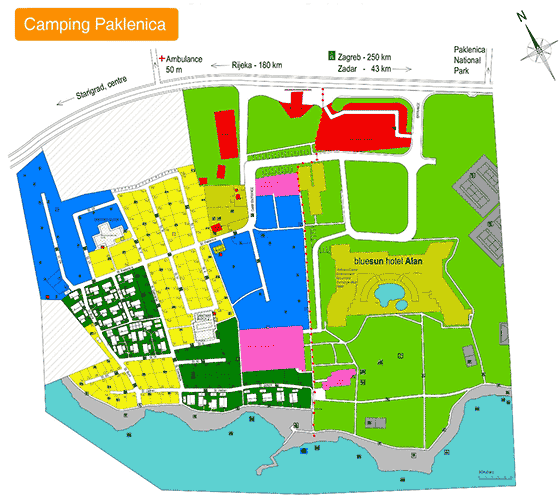 Plattegrond camping Paklenica - geplaatst door Huurtent.be