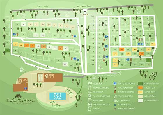Plattegrond camping Podere Sei Poorte - geplaatst door Huurtent.be