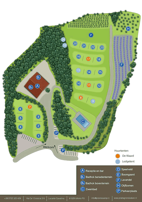 Plattegrond camping Pronto Campi - geplaatst door Huurtent.be