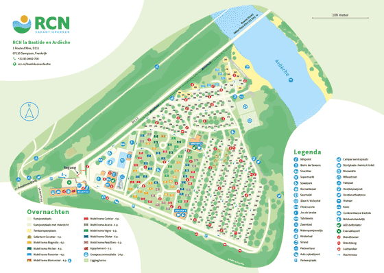 Plattegrond camping RCN la Bastide en Ardèche - geplaatst door Huurtent.be