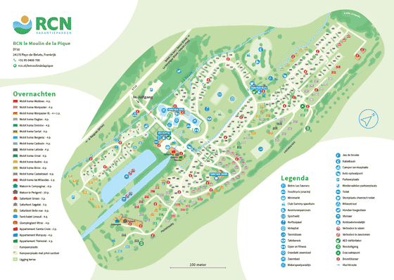 Plattegrond camping RCN le Moulin de la Pique - geplaatst door Huurtent.be