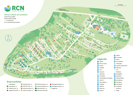 Plattegrond camping RCN les Collines de Castellane - geplaatst door Huurtent.be