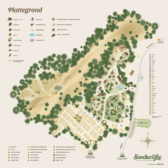 Plattegrond camping Sandberghe - geplaatst door Huurtent.be Plattegrond camping Sandberghe - geplaatst door Huurtent.be